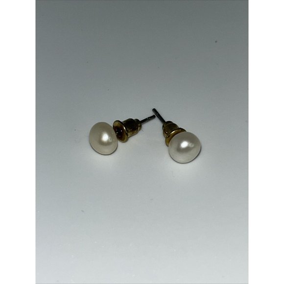 Vintage Lot Of 8 Gold Tone Pierced Earrings w/ Faux Pearls Unbranded - Picture 11 of 12